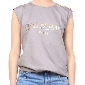 Balmain Gray Sleeveless Top